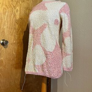 Vintage sequin sweater flower design tunic length Adrienne Vittadini